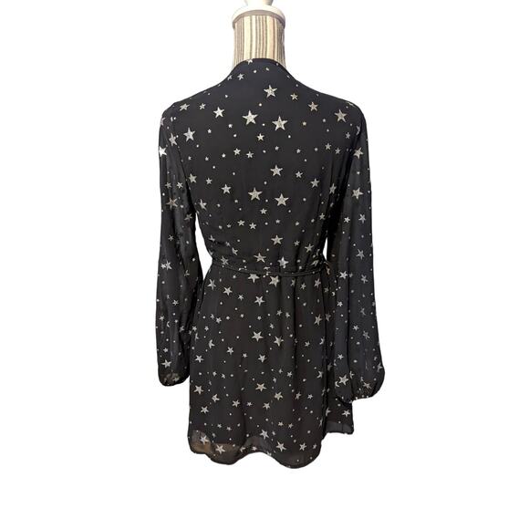 Nasty gal Enchanted Star Wrap black Mini Dress size 8 - Picture 4 of 8